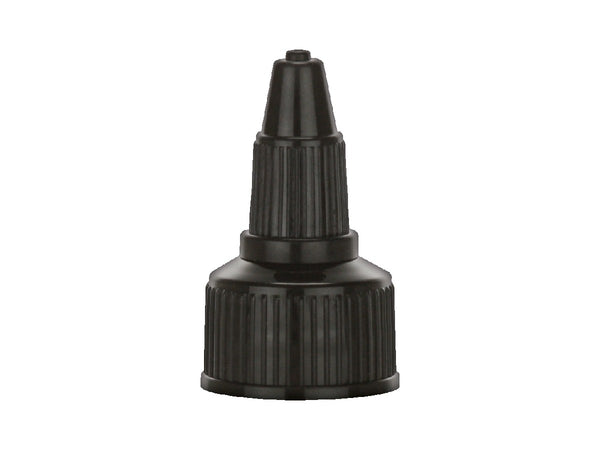20-410 Black Fine Ribbed Twist Open & Close Dispensing Closure (.118" Orifice) PE Foam Gasket