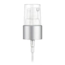 20-410 Brushed Aluminum/Metal Shelled/White Cosmetic Treatment Pump (5.25" Dip Tube, 130mcl Output)