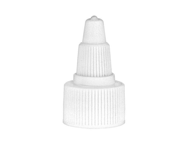 20-410 White Fine Ribbed Twist Open & Close Dispensing Closure (.118" Orifice) PE Foam Gasket