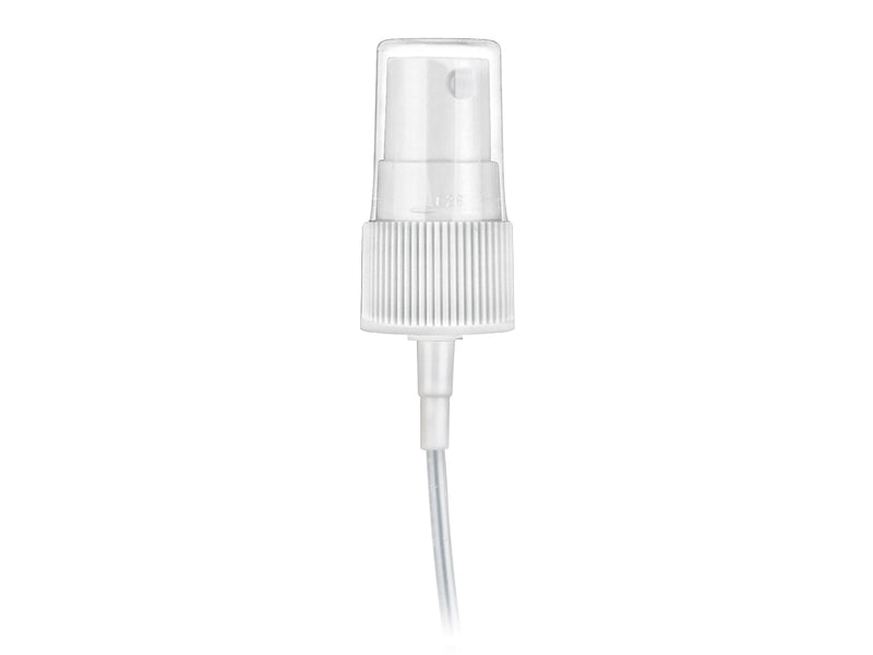 20-410 White Ribbed Fine Mist Sprayer (4.125" DipTube, .12 mL-.14 mL Output)