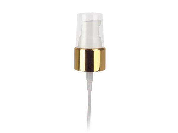 20-410 White/Gold Smooth Cosmetic Treatment Pump (130mcl Output, 4" Dip Tube)