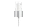 20-410 Brushed Aluminum Metal Shell/White Cosmetic Treatment Pump (4" Dip Tube 130 mcl output)