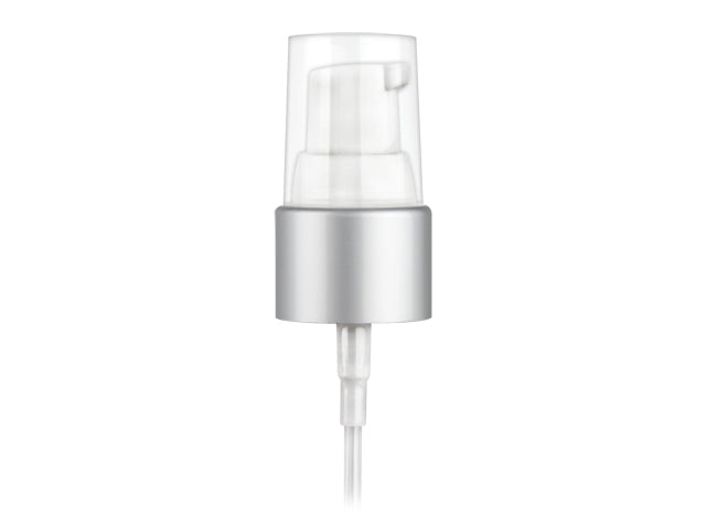 20-410 Cosmetic Treatment Pump Brushed Aluminum Shelled (130 mcl output, 4" Dip Tube)