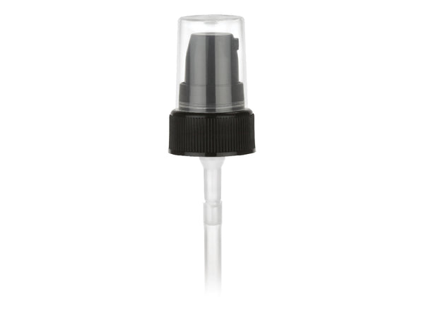 22-400 Black Ribbed Cosmetic Treatment Pump (4.1875" Diptube, 180mcl Output)