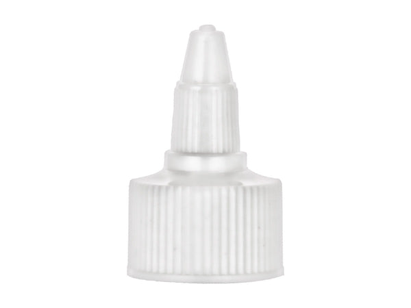 24-410 White Fine Ribbed Twist Open & Close Dispensing Closure (.118" Orifice) PE Foam Gasket