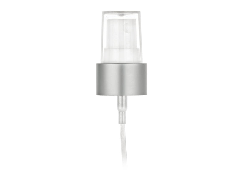 24-410 Brushed Aluminum/White Fine Mist Sprayer 6.875" Dip Tube (Output 0.16cc)