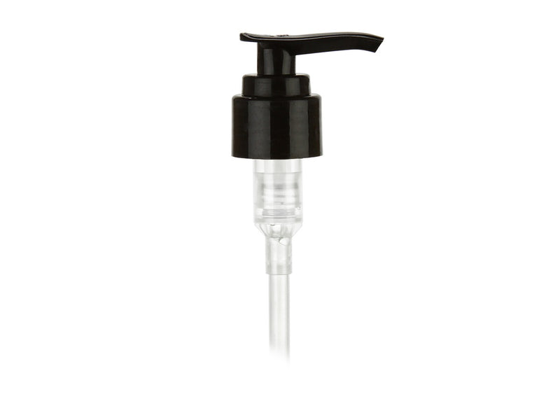 24-410 Smooth Black Lotion Pump lock down Head 6.25" Dip Tube (Output 2cc)