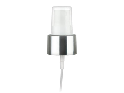 24-410 Silver/White Metal Shell Fine Mist Sprayer 6.875" Dip Tube (Output 0.12mL-.14mL)