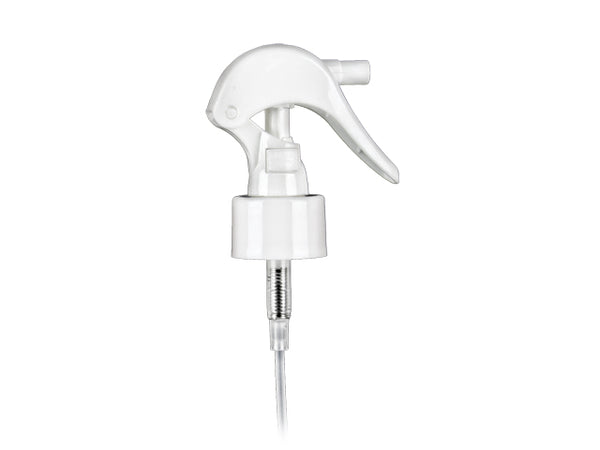 24-410 White Smooth Fine Mist Mini Curve Trigger Sprayer (7.75" Dip tube, .21 mL Output)