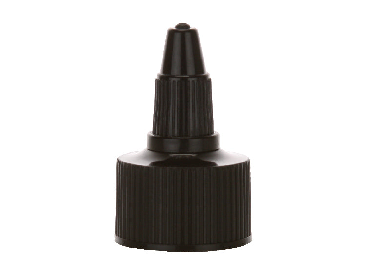 24-410 Black Fine Ribbed Twist Open & Close Dispensing Closure (.118" Orifice) PE Foam Gasket