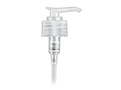 24-410 Natural-Colored Ribbed Lotion Pump lock down Head 8.75" Dip Tube (Output 2cc)