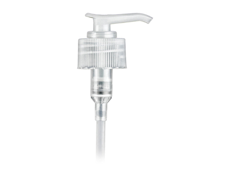 24-410 Ribbed Natural-Colored Lotion Pump lock down Head 8.75" Dip Tube (Output 2cc)