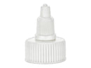 24-410 White Fine Ribbed Twist Open & Close Dispensing Cap (No Gasket)