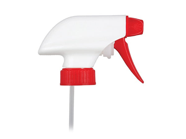 28-400 Red/White Ribbed Trigger Sprayer (9.25" Diptube, 1.3cc Output)