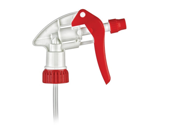 28-400 Red/White Ribbed Trigger Sprayer Adjustable Nozzle (9.25" Dip tube) 1.10cc