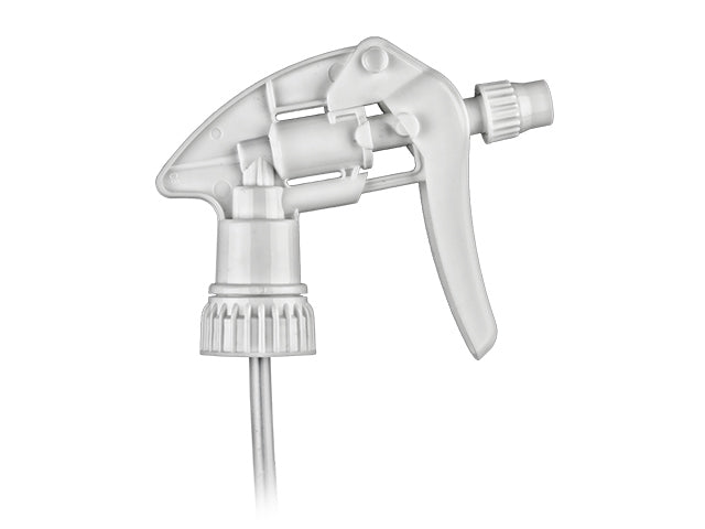 28-400 White Ribbed Adjustable Nozzle Trigger Sprayer (9.25" Diptube) 1.10cc