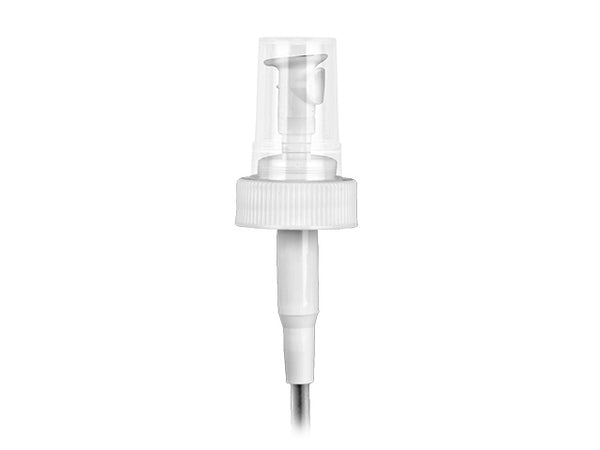 28-400 White Ribbed Regular Mist Sprayer (7.625" Dip Tube, Foam Liner, .7mL Output)