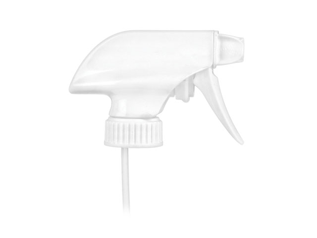 28-400 White Ribbed Trigger Sprayer (9.875" Dip tube, 1.3cc Output)