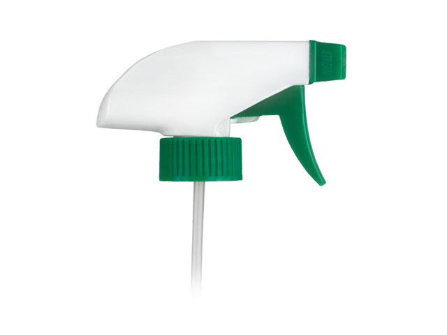 28-400 White/Green Ribbed Trigger Sprayer ( 9.25" Dip Tube, .60cc Output)