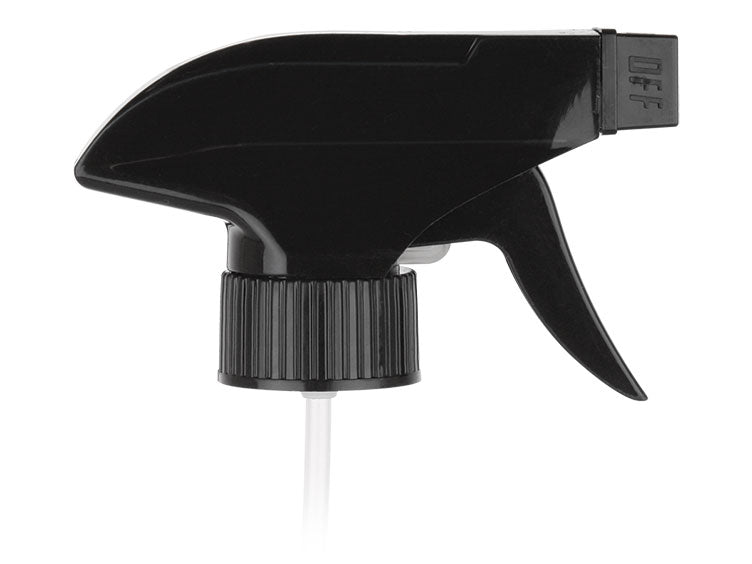 28-400 Black Ribbed Trigger Sprayer (9.25" Dip Tube, 0.8cc Output)