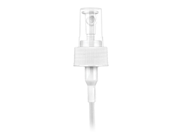 28-410 White Ribbed Regular Mist Sprayer (7.625" Diptube, Foam Liner, .7Ml Output)