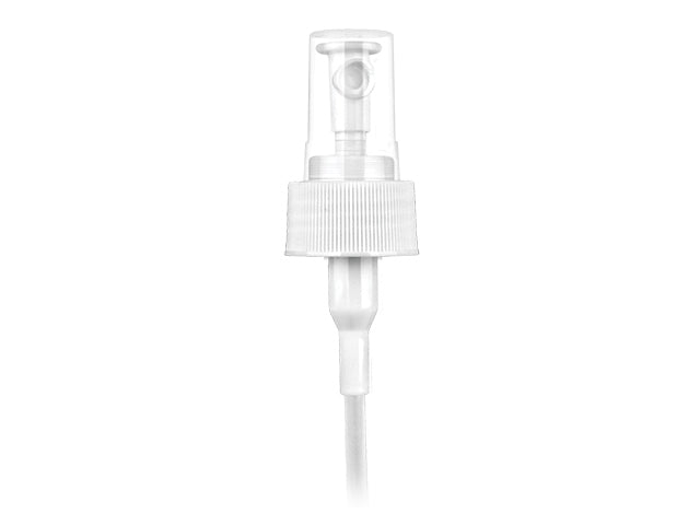 28-410 White Ribbed Regular Mist Sprayer (7.625" Diptube, Foam Liner, .7Ml Output)