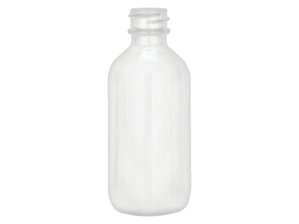 2 oz White 20-400 Boston Round Opal Glass Bottle