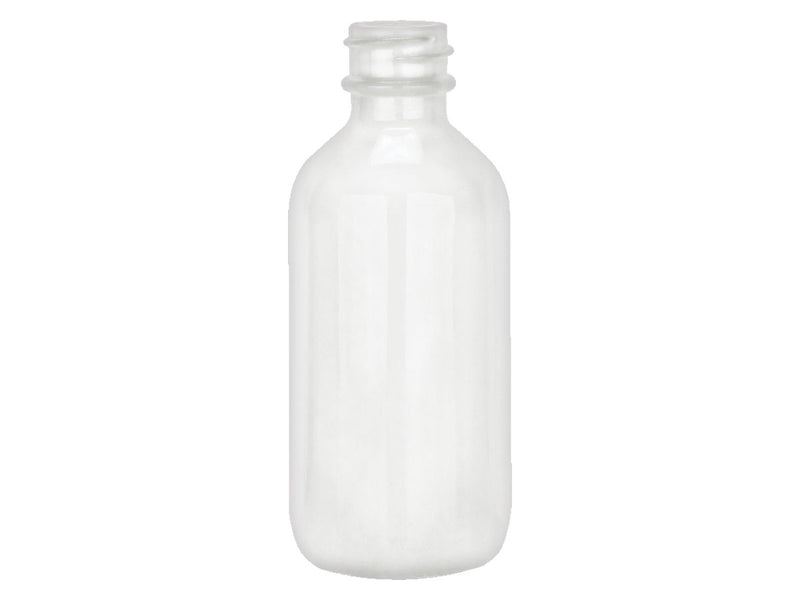 2 oz White 20-400 Boston Round Opal Glass Bottle