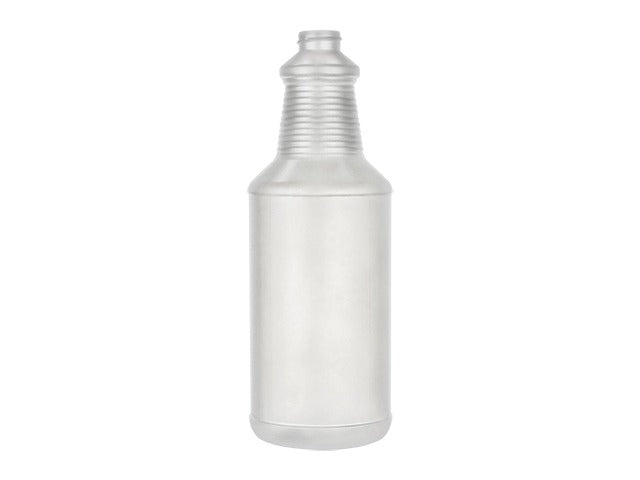 32 oz Natural-Colored 28-400 HDPE Carafe Style Round Ringed Neck Label Panel