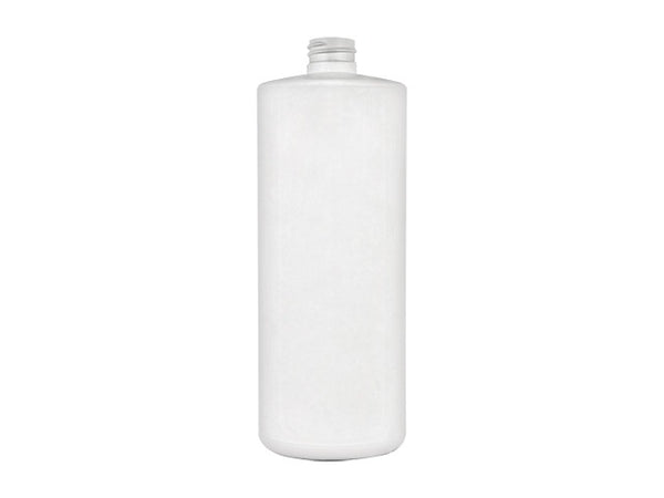 32 oz White 28-410 HDPE Cylinder Round Plastic Bottle