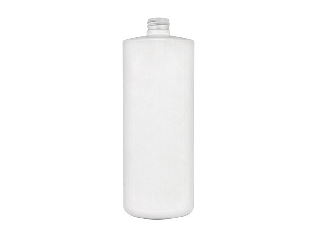 32 oz White 28-410 HDPE Cylinder Round Plastic Bottle