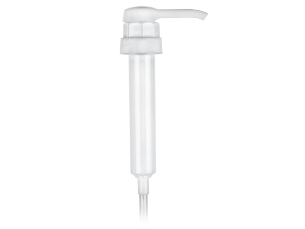 38-400 White Ribbed Lotion Pump lock down Head 11" Dip Tube (Output 30cc)