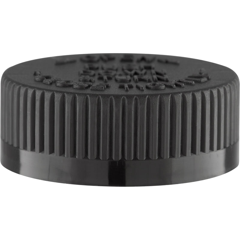 38-400 Black Child Resistant Cap (Universal Heat Seal + Foam Liner)