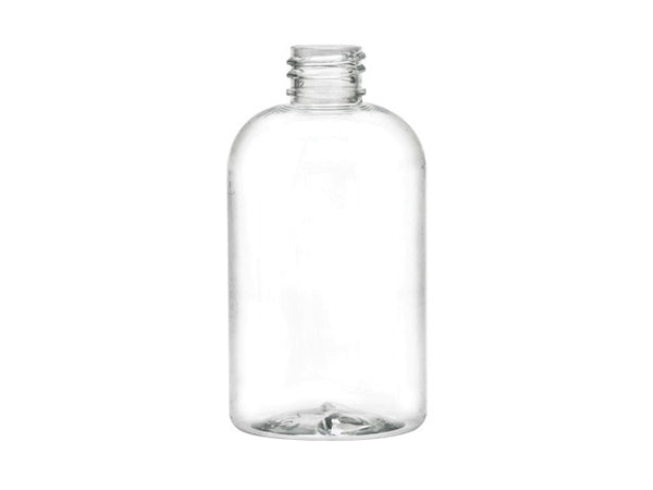 4 oz 20-410 Clear PET Boston Round Squat Plastic Bottle