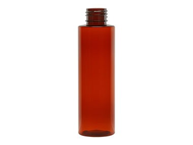 4 oz 24-410 Dark Amber PET Cylinder Round Plastic Bottle