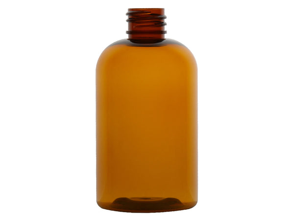 4 oz Amber 20-410 Squat Boston Round Plastic Bottle PET