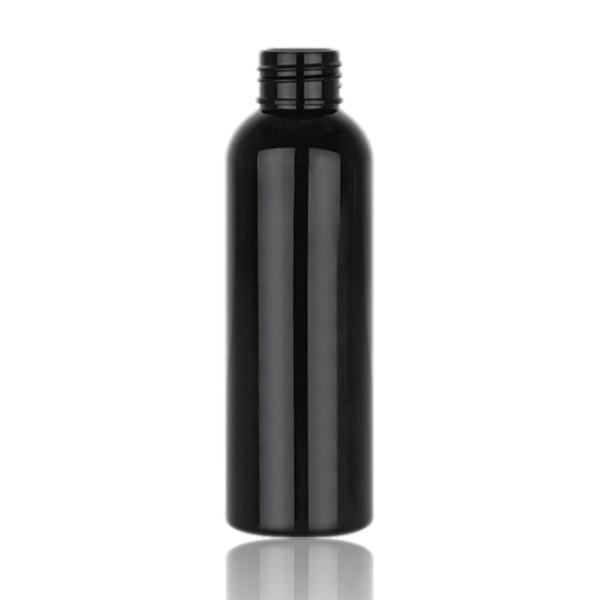4 oz Black 24-410 Cosmo Round Plastic Bottle PET