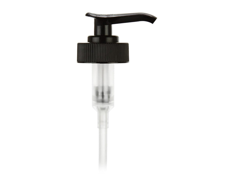 28-400 Black Ribbed Lock Down Saddle Lotion Pump ( 6.5 Dip Tube, 2cc Output)