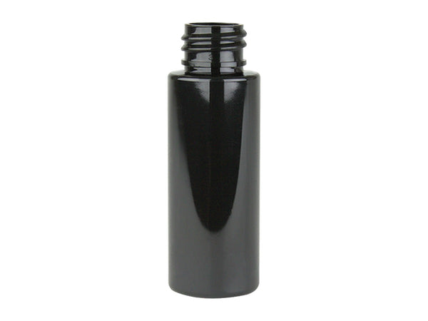 1 oz Black 20-410 PET Cylinder Round Bottle
