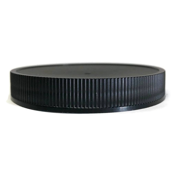 70-400 Black Ribbed Plastic Cap (Pressure Sensitive Liner)