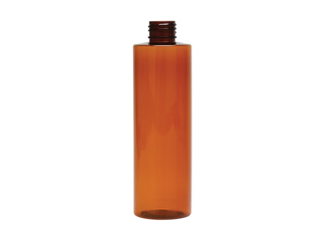 8 oz Amber 24-410 PET Cylinder Round Plastic Bottle