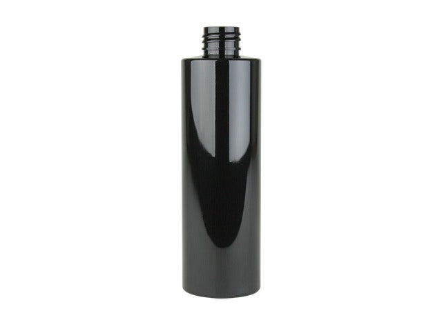 8 oz Black PET Cylinder Bottles (Black Screw Tops)