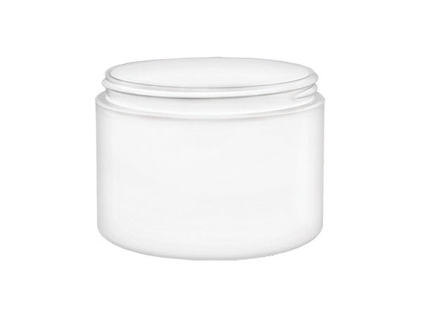 8 oz White 89-400 Double-Wall PP Plastic Jar Straight Base