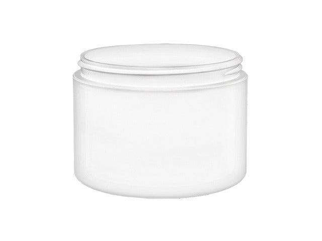 8 oz White 89-400 Double-Wall PP Plastic Jar Straight Base
