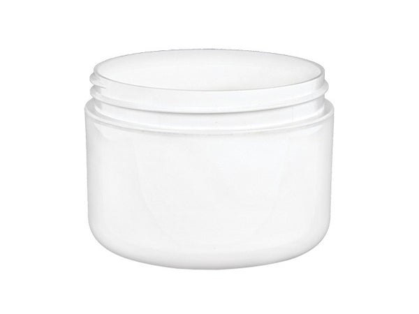 8 oz White 89-400 Double Wall Round Base PP Plastic Jar