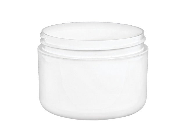 8 oz White 89-400 Double Wall Round Base PP Plastic Jar