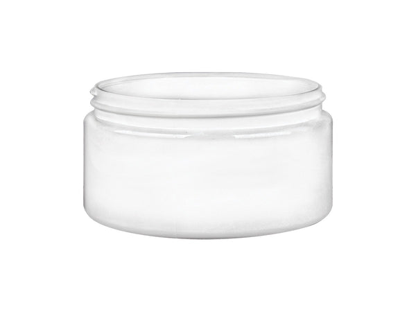 8 oz White 89-400 PET Straight Sided Wall Low Profile Plastic Jar