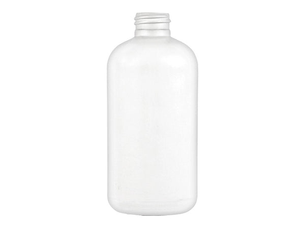 8 oz 24-410 White HDPE Boston Round Plastic Bottle