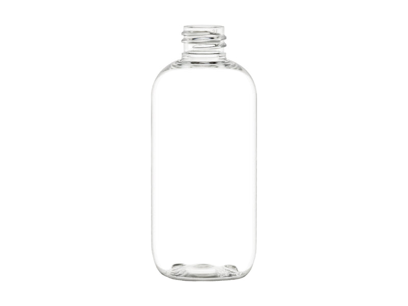 8 oz Clear 24-410 Boston Round PET Plastic Bottle