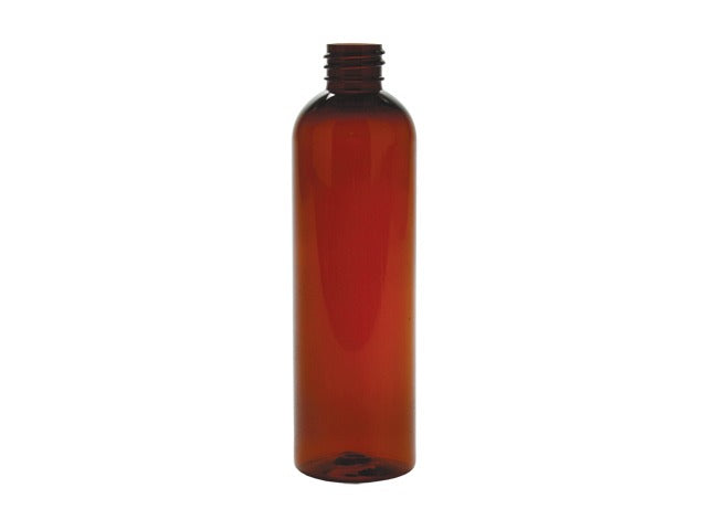 8 oz Dark Amber 24-410 PET Cosmo Round Plastic Bottle